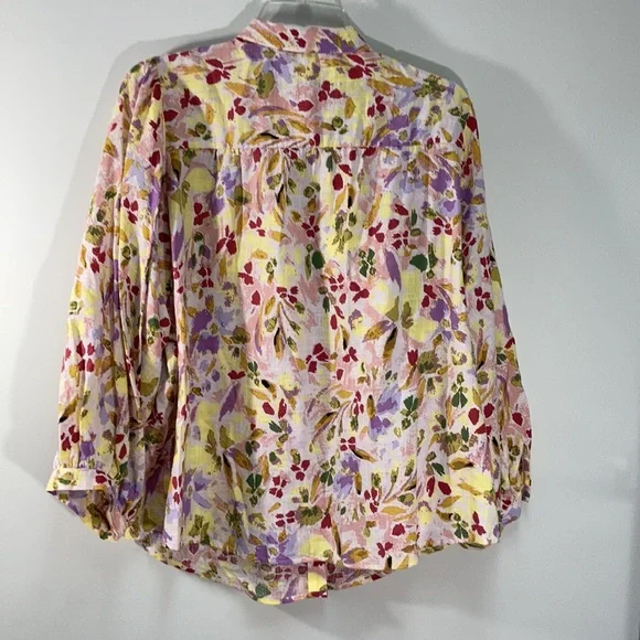 LC Lauren Conrad top button down floral print pattern casual office XXL - Picture 16 of 17